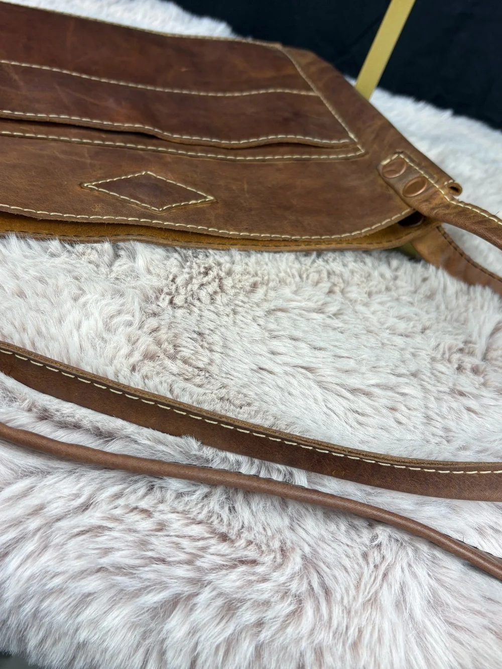 Genuine Leather Brown Shoulder Tote Distressed Boho Western